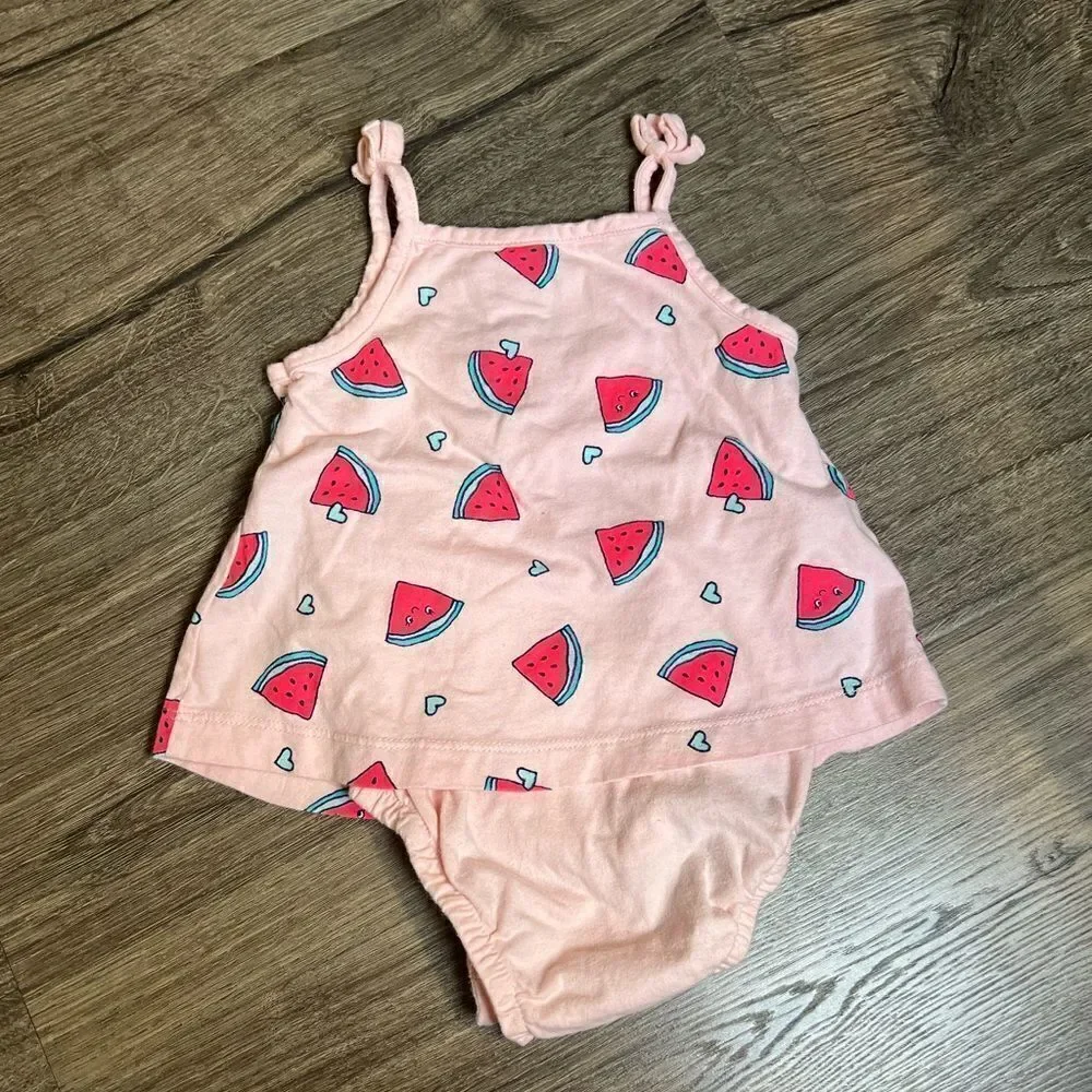 CARTER'S Baby Girls Cotton Watermelon Sunsuit 9 months
